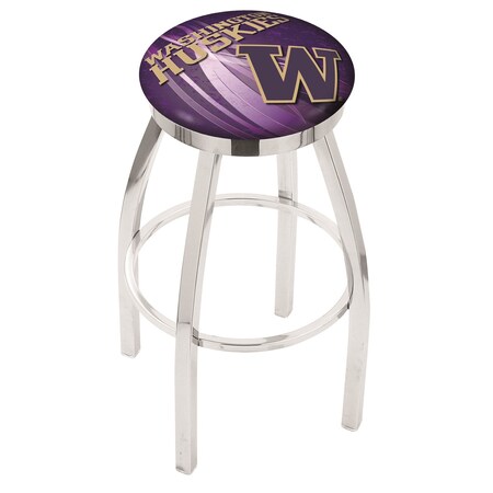 Holland Bar Stool Co 25" Chrome Washington Swivel Bar Stool, Accent Ring L8C2C25WashUn-D2